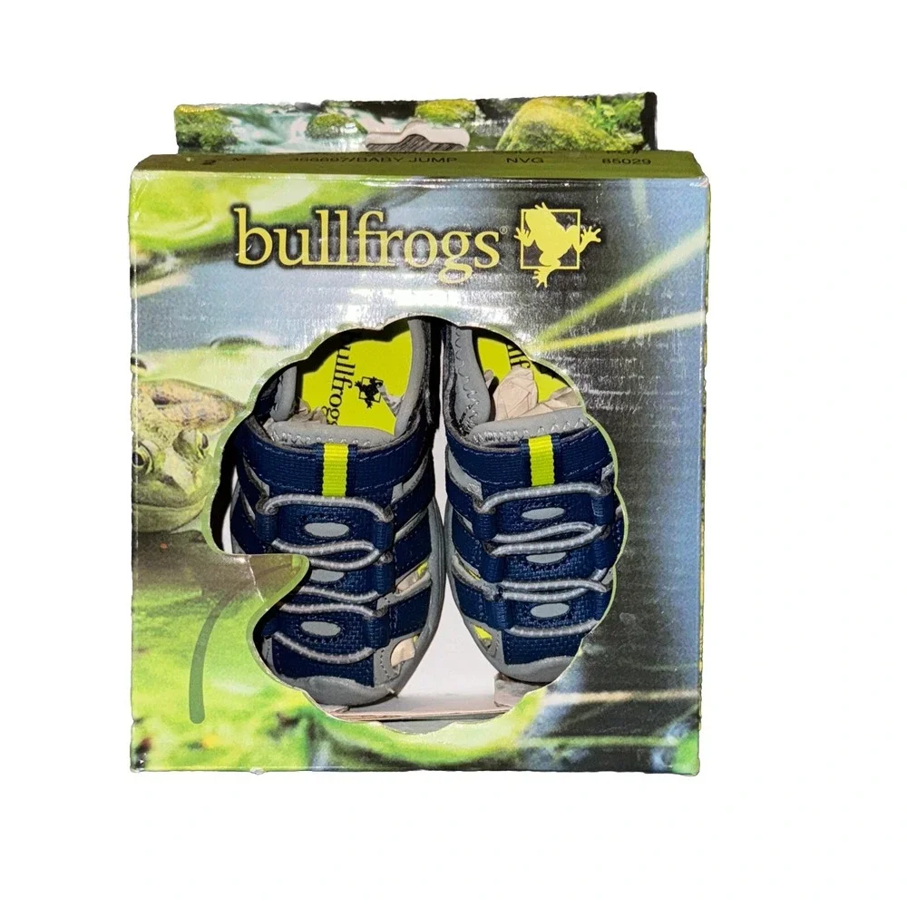 Bullfrogs Sandals Shoes Closed Toe Toddler Boys Gray Blue Sz 2 M Beach NWT